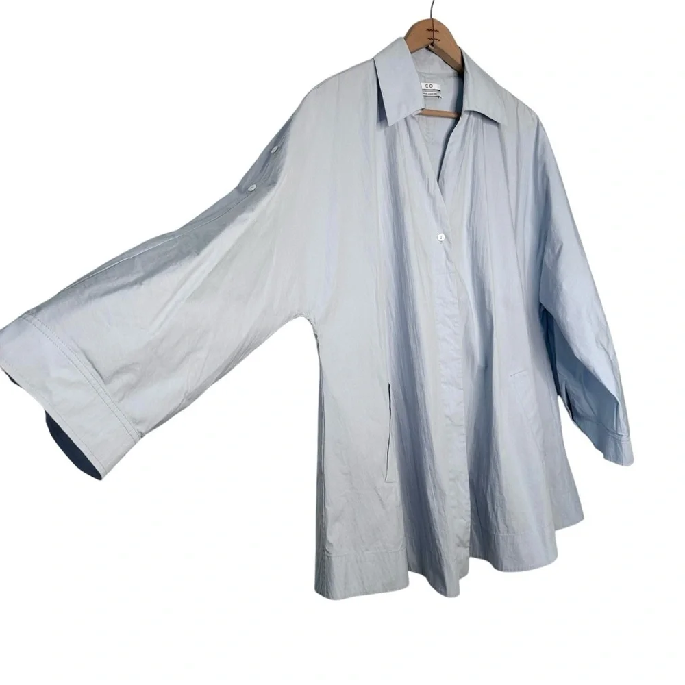 CO Rolled Tab Long Sleeve Oversied Button Down Shirt Blouse Top Size Medium - Picture 3 of 9